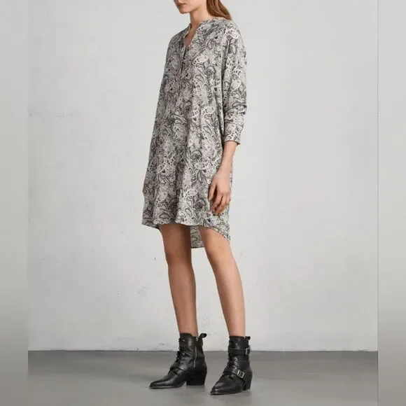 AllSaints Grey Paisley Tunic Dress - Picture 11 of 14